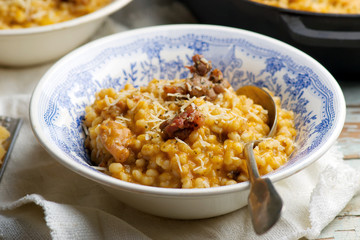CREAMY PUMPKIN BARLEY WITH SAUSAGE