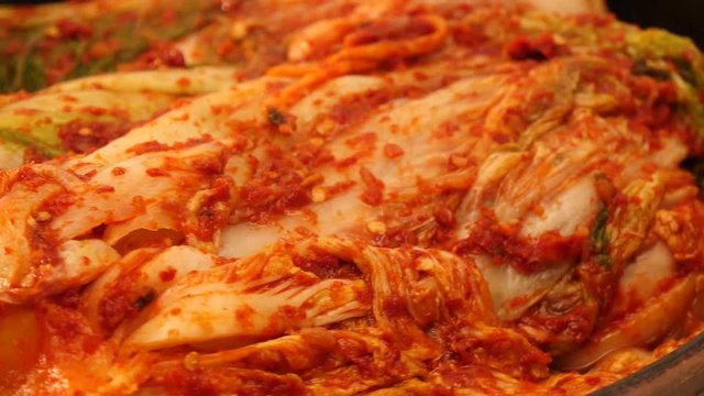Fresh kimchi in detail.