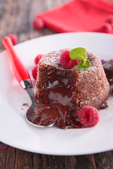 muffin with chocolate melted