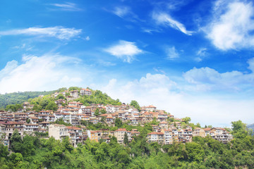 Fototapeta na wymiar Beautiful view of Tsarevets in the mountains, in Veliko Tirnovo, Bulgaria