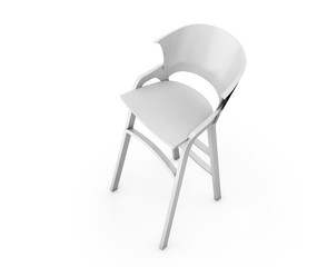 White Bar Modern Stools with Table on a white background. 3d Rendering.