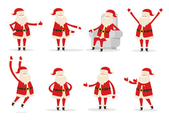 Santa Claus Gestures Set, Vector Illustration