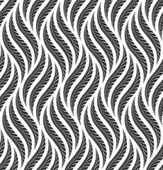The geometric pattern of leaves. Seamless vector background. Black and white texture.