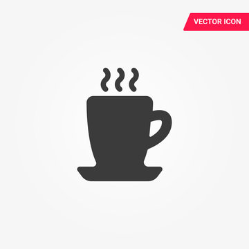 Tea cup hot with smoke vector icon on white background