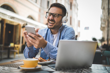 Man enjoying coffee