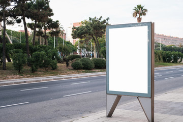 Advertisement mock-up by the side of the road. Horizontal.