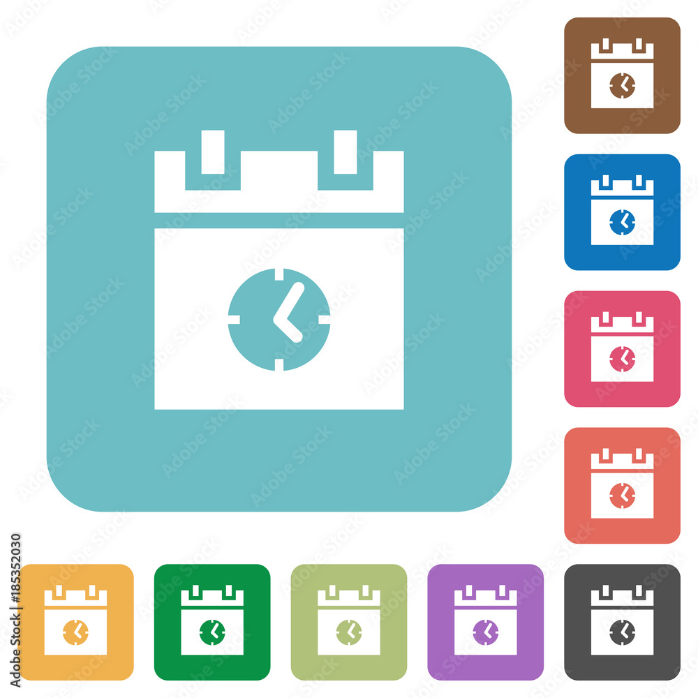 Poster schedule event time rounded square flat icons