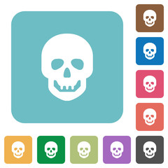 Human skull rounded square flat icons
