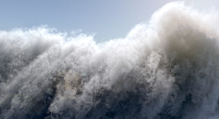 3D Rendering Of Big Stormy Cloud With Sun Behind And Flare