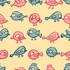 Cute little birds seamless pattern
