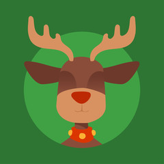 Christmas vector reindeer character New Year illustration deer animal for Santa Claus