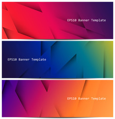 Set of Vector Colorful Banner Templates. Abstract Three Dimensional Texture with Gradient Effect. Modern Background Design. 