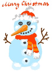 Snowman Marry christmas on White background