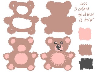 Drawing step by step Pink Teddy Bear