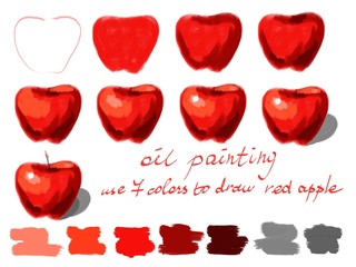 Drawing step by step Red apple