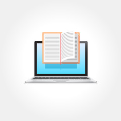 Fototapeta na wymiar Laptop Book Education & E-Learning Icon