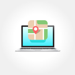 Laptop Location Pin Map Icon
