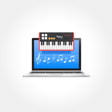 Laptop Keyboard Piano Music Sheet Icon 