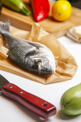 Cooking ingredients - Gilt-head bream fish and vegetables
