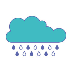 cloud with rain in blue and purple color sections silhouette
