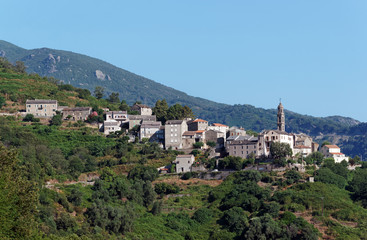 Fototapeta na wymiar Tglio isolaccio village in upper Corsica mountain