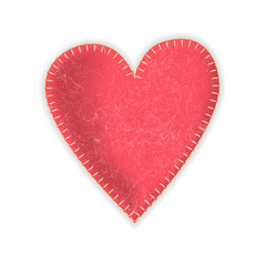 Vector realistic felt pink heart. For design on Valentine's Day and weddings.