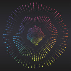 Digital sound equalizer with colored rainbow dots. Vector illustration.