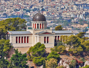 Athens Greece, the national observatory neoclassical building on Nymphs hill