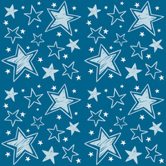 Seamless pattern with hand-drawn stars