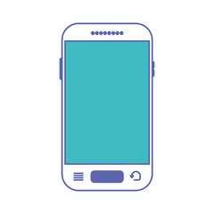 smartphone front view icon in blue and purple color sections silhouette