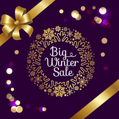 Big Winter Sale with Bokeh Vector Illustration