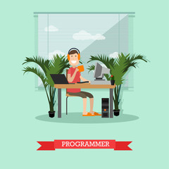Programmer concept vector illustration in flat style