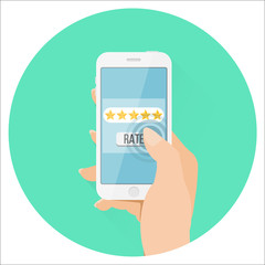 Smartphone gute Bewertung mit Sternen Flat Design Icon