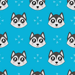 Cute kids wolf pattern for girls and boys. Colorful wolf on the abstract background create a fun cartoon drawing. The pattern is made in neon colors. Urban wolf pattern for textile and fabric.