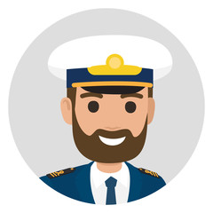 Bearded Captain in Uniform Portrait Illustration