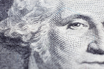 US president George Washington face portrait on the USA one dollar note