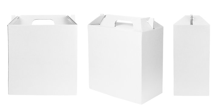 Set of white cardboard boxes