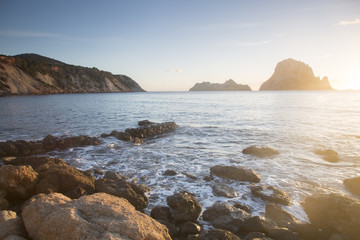 Fototapeta na wymiar Vedra Island from Hort Cove; Ibiza