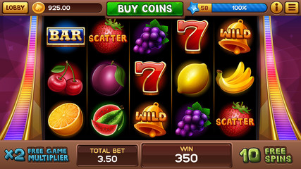 Free games screen for slots game. Vector illustration
