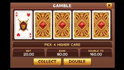 Gamble screen for slots game. Vector illustration