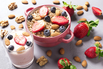 Delicious breakfast on table