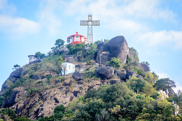 Fototapeta na wymiar the cross on the top of mountain, Naw Bu Baw Mountain, Kayin State, Myanmar