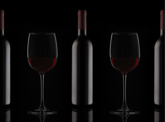 Bottles and glasses of red wine