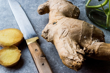 Raw Organic Sliced Ginger Root Ready to Use.