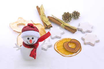 New Year's still-life with a snowman