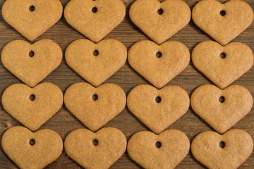 Aromatic ginger cookies in shape of heart