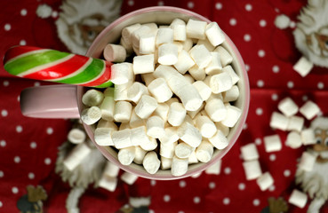 cup cacao with marshmallow and Christmas mood 