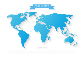 Fototapeta na wymiar World map with long shadow