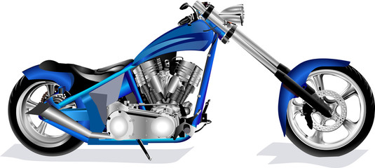 Motorcycle Chopper blue vector Illustration