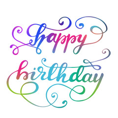 Greeting card design with lettering Happy bithday. Vector illustration.